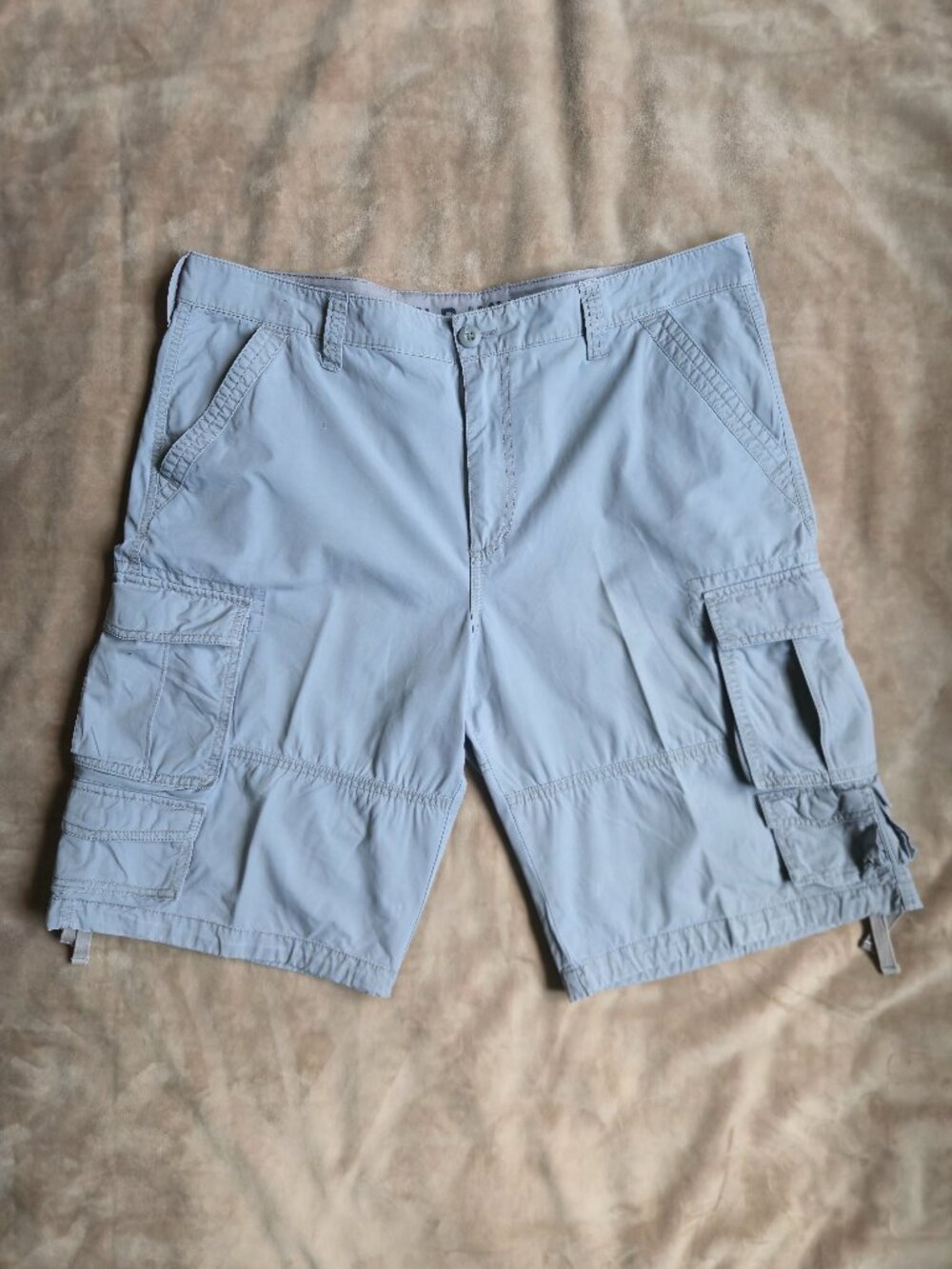 Old Navy 100% Cotton Multi-Pocket Classic Cargo Shorts Gray Fog Blue Men's 38